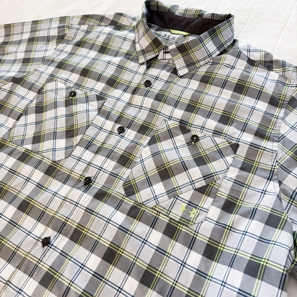 Under Armour Chesapeake Plaid Shirt Men's 3XL Gray Plaid Short Sleeve Button Up